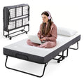 Portable Twin Folding Bed - 75" x 38"/75" x 31" Rollaway Guest Cot with 4.7" Memory Foam Mattress & Sturdy Metal Frame for Adults