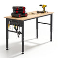 Adjustable Workbench with ETL Certified Power Outlets, 2000 LBS Heavy Duty Rubber Wood Work Bench, 46" x 23.6"/55" x 23.6" Tabletop for Garage, Workshop, Office & Home