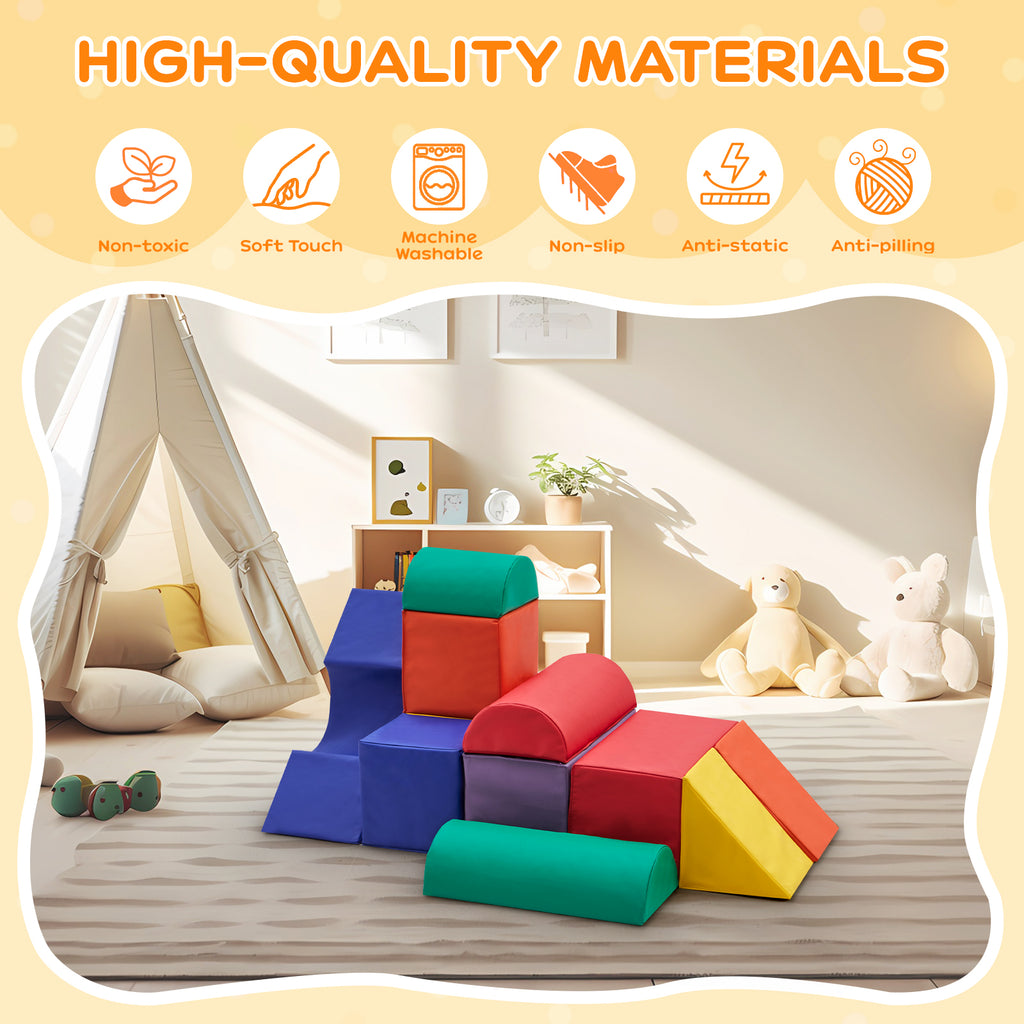 M HI-mat 11-Piece Baby Soft Foam Play Set Colorful Climbing Blocks for Toddlers Climb and Crawl Activity Playset for Aged 1-3 Years Old