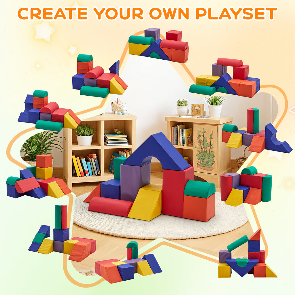 M HI-mat 11-Piece Baby Soft Foam Play Set Colorful Climbing Blocks for Toddlers Climb and Crawl Activity Playset for Aged 1-3 Years Old